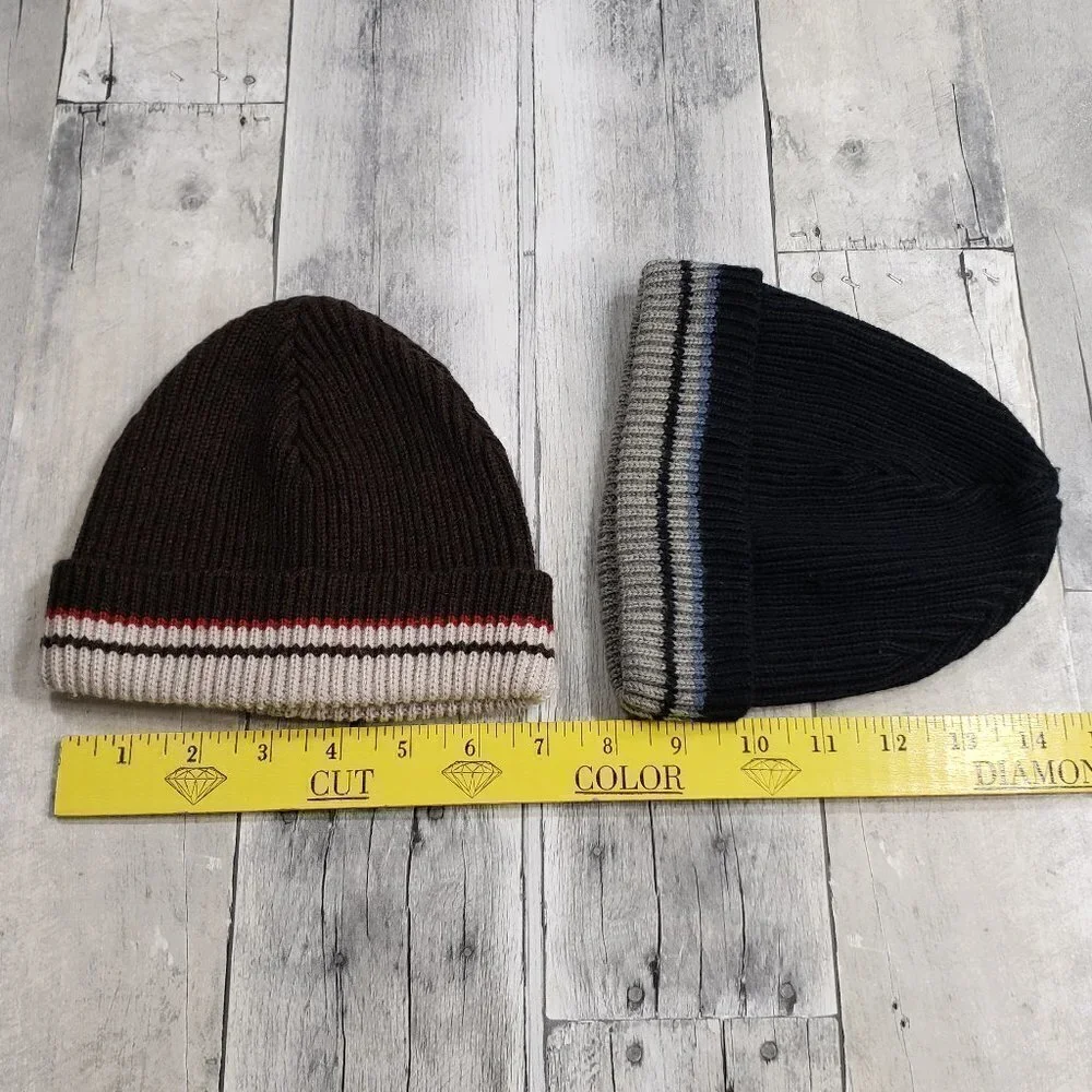 Jacadi Paris Little Boys (set of 2) Brown and Blue Knit Caps Beanie - Size 51